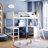 Bellemave® Full Size Loft Bed with Shelves and Desk - Bellemave